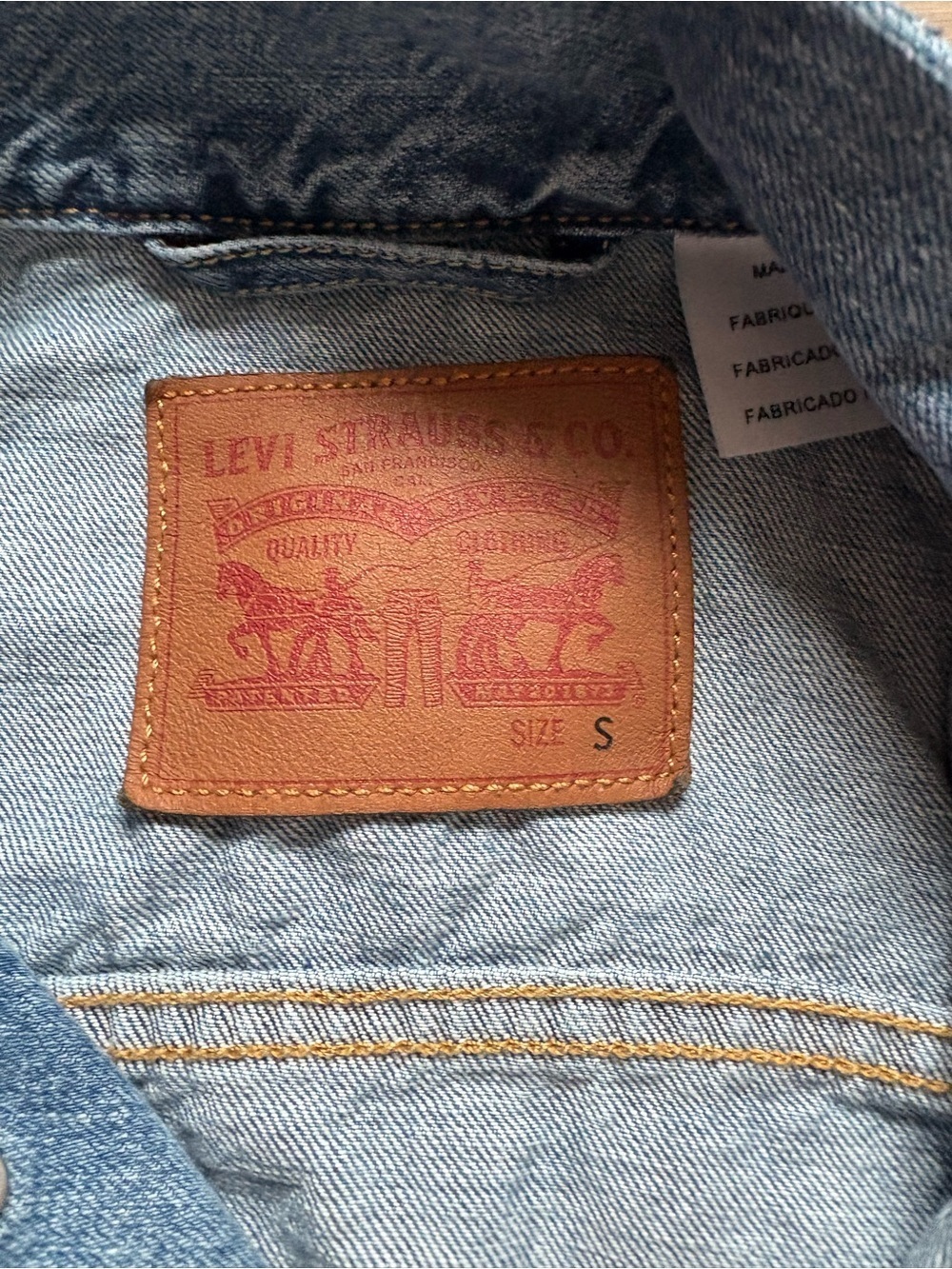 Levi's Distressed Denim Trucker Jacket Medium Blue- size S - Picture 6 of 11